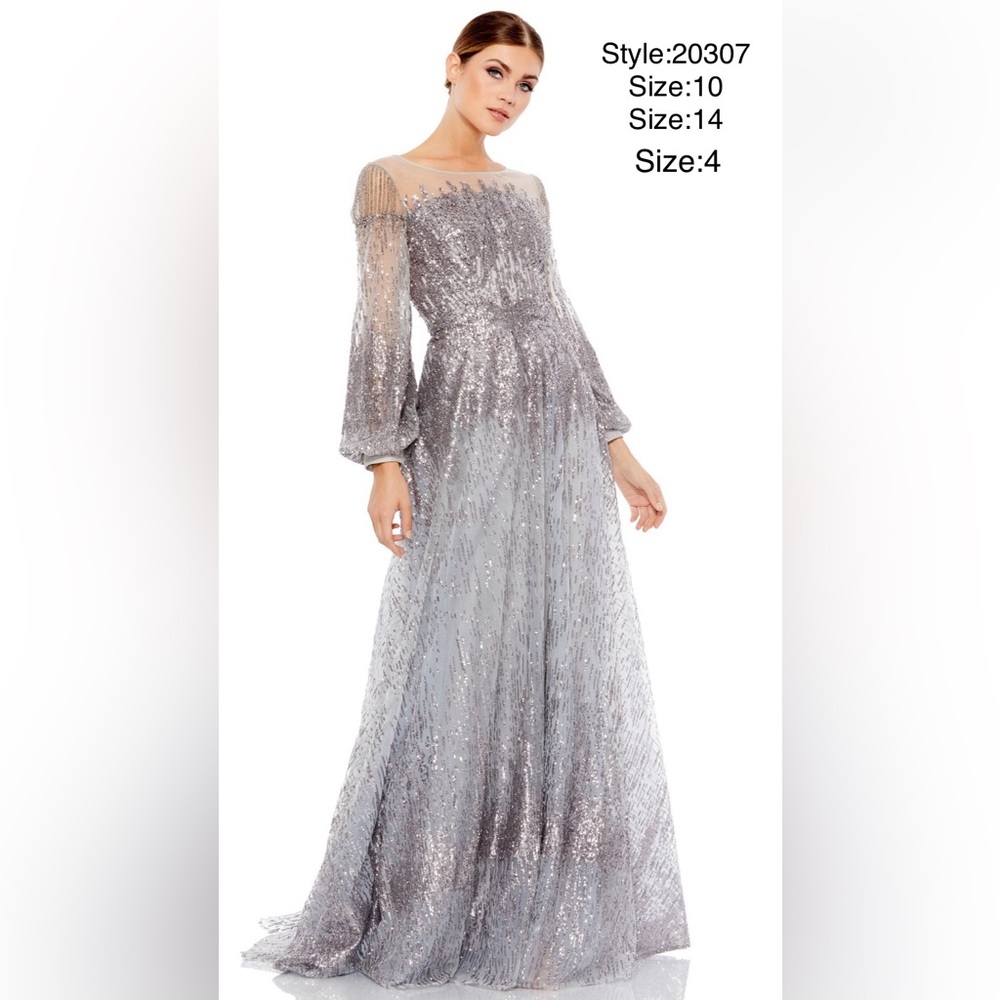 ✨Host Pick✨Jewel encrusted illusion long sleeve A-line gown